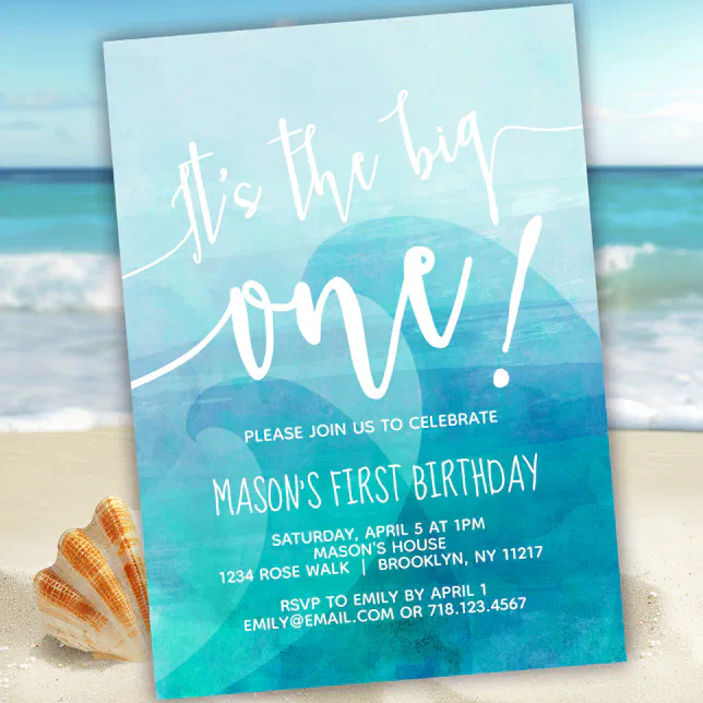 It's the Big One Wave 1st Birthday Invitation Surf | Zazzle