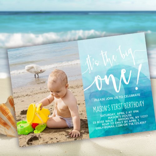 Its the Big One Wave First Birthday Invitation