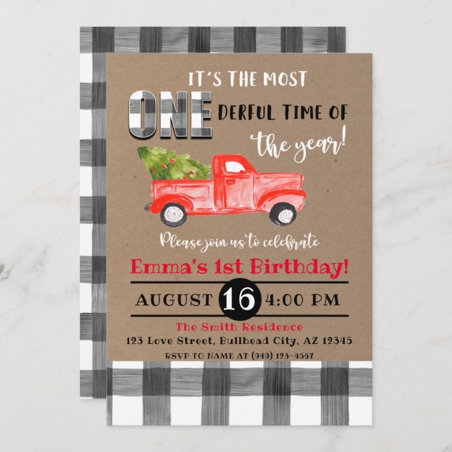 It's the most ONE-derful time of year 1st Birthday Invitation (Front/Back)