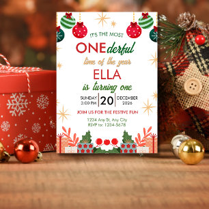 Its The Most ONEderful Time Of The Year 1st Bday  Invitation