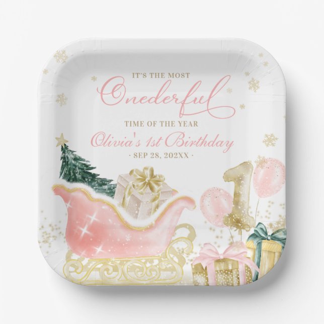 It's The Most Onederful Time of the Year Birthday Paper Plates (Front)