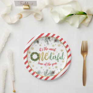 It's the Most ONEderful Time of the Year (Wreath) Paper Plates