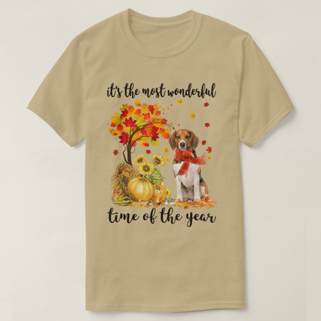 Its The Most Wonderful Autumn Time Beagle Pumpkin  T-Shirt (Design Front)