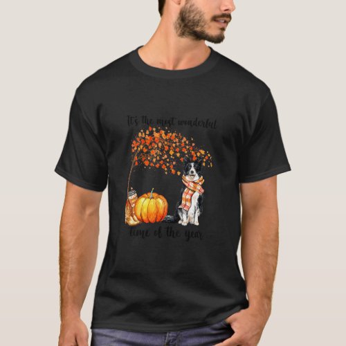 Its The Most Wonderful Autumn Time Border Collie  T_Shirt
