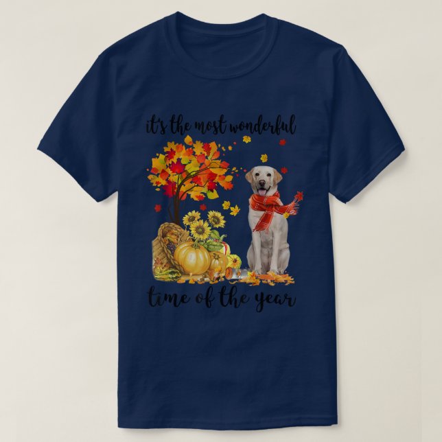 Its The Most Wonderful Autumn Time Labrador Pumpki T-Shirt (Design Front)