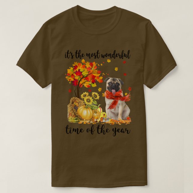 Its The Most Wonderful Autumn Time Pug Pumpkin639  T-Shirt (Design Front)