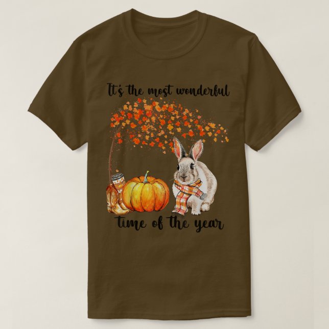 It's The Most Wonderful Autumn Time Rabbit Scarf P T-Shirt (Design Front)