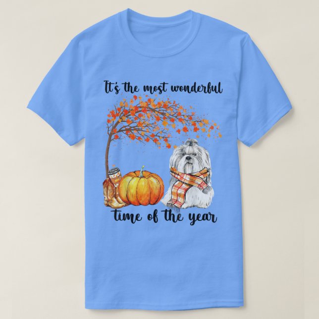 Its The Most Wonderful Autumn Time Shih tzu Scarf  T-Shirt (Design Front)