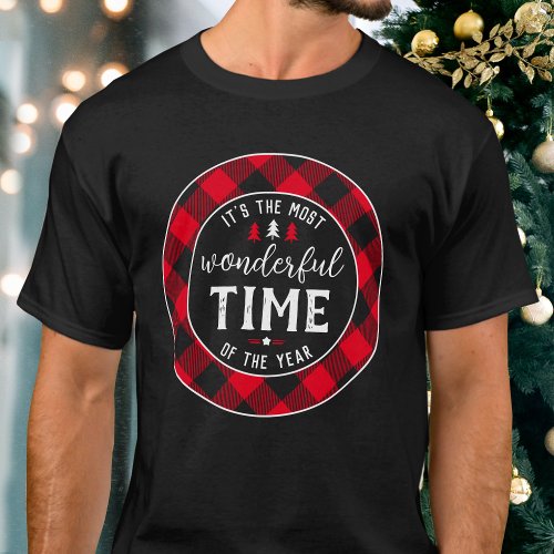 Its the Most Wonderful Time Christmas Red Black T_Shirt