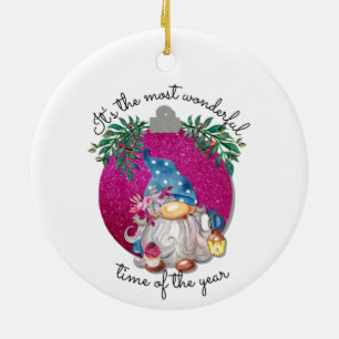 It's the Most Wonderful Time- Cute Gnome Quotes T Ceramic Ornament