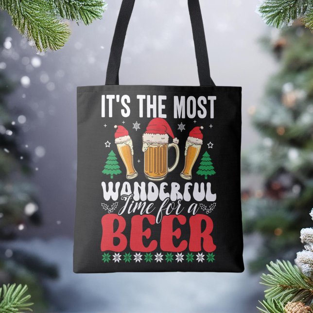 It's The Most Wonderful Time For A Beer Christmas Tote Bag (Creator Uploaded)