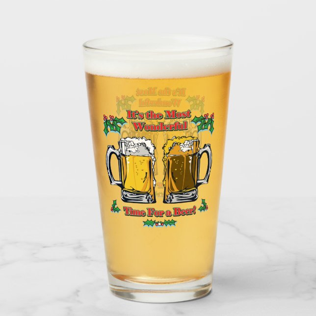 Its the Most Wonderful Time for a Beer Glass (Front Filled)