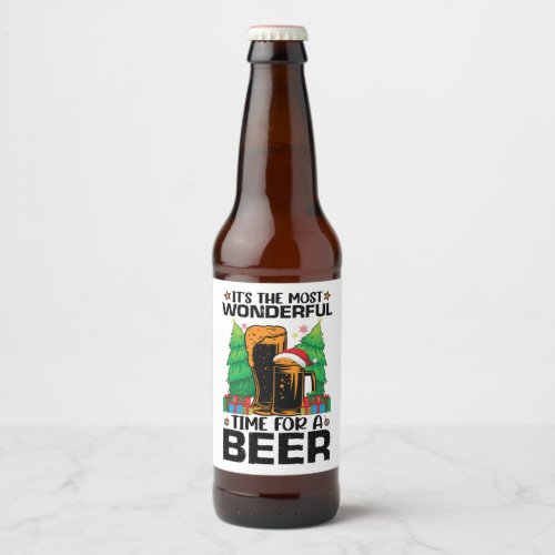 Its The Most Wonderful Time For A Beer Santa  Beer Bottle Label