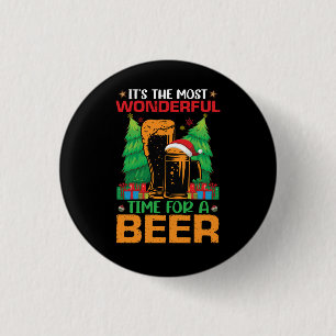Its The Most Wonderful Time For A Beer Santa  Button
