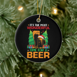 Its The Most Wonderful Time For A Beer Santa Ceramic Ornament