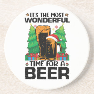Its The Most Wonderful Time For A Beer Santa  Coaster