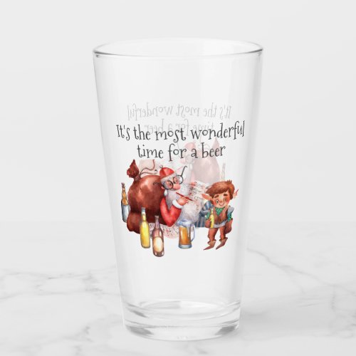 Its the Most Wonderful Time for a Beer Santa Glass