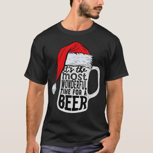 Its The Most Wonderful Time For A Beer Santa Hat C T_Shirt