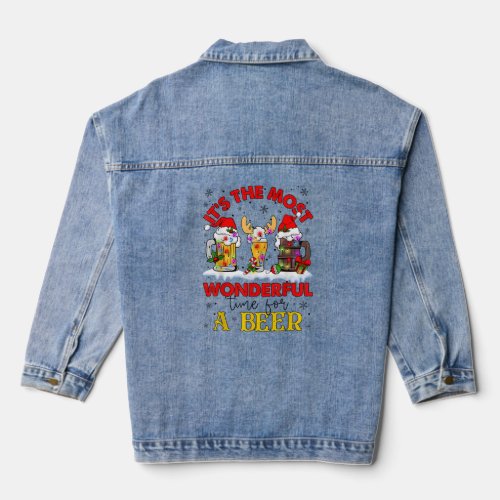 Its The Most Wonderful Time For A Beer Santa Hat  Denim Jacket