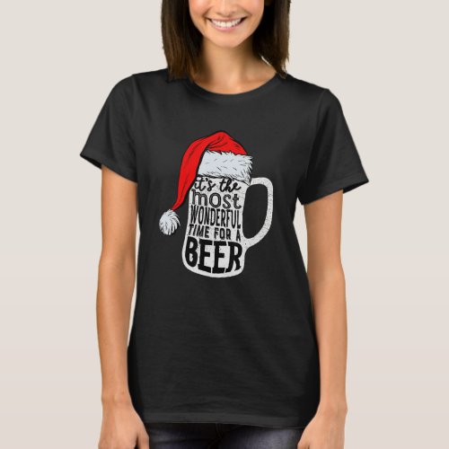 Its The Most Wonderful Time For A Beer Santa Hat  T_Shirt