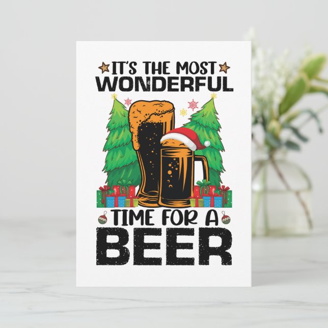 Its The Most Wonderful Time For A Beer Santa  Invitation (Standing Front)