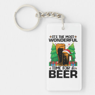 Its The Most Wonderful Time For A Beer Santa Keychain