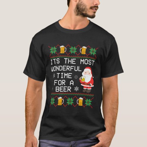 ItS The Most Wonderful Time For A Beer Santa T_Shirt