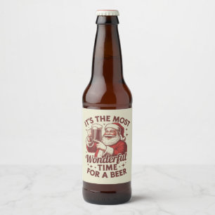 It's The Most Wonderful Time For A Beer Santa Xmas Bottle Label