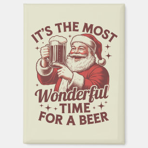 It's The Most Wonderful Time For A Beer Santa Xmas Magnet