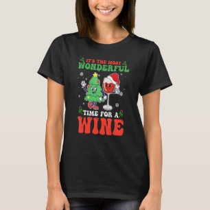 It's The Most Wonderful Time For A Wine Retro Xmas T-Shirt
