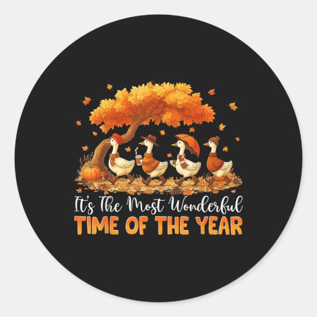 Its The Most Wonderful Time Of The Year Autumn Fal Classic Round Sticker (Front)