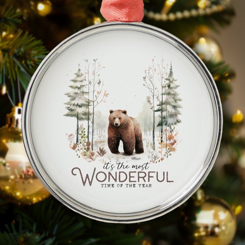 Its the Most Wonderful Time of the Year Bear Metal Ornament