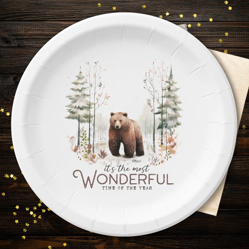 Its the Most Wonderful Time of the Year Bear Paper Plates