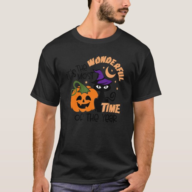 It's The Most Wonderful Time Of The Year Black Cat T-Shirt (Front)