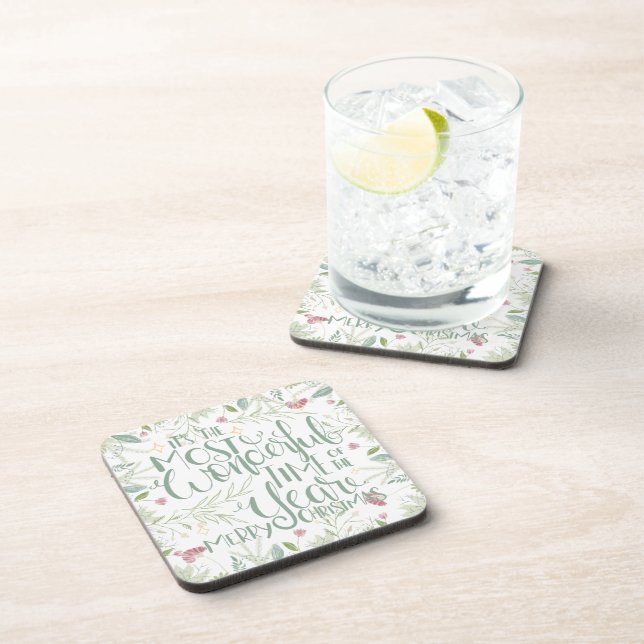 It's The Most Wonderful Time of the Year Christmas Beverage Coaster (Right Side)