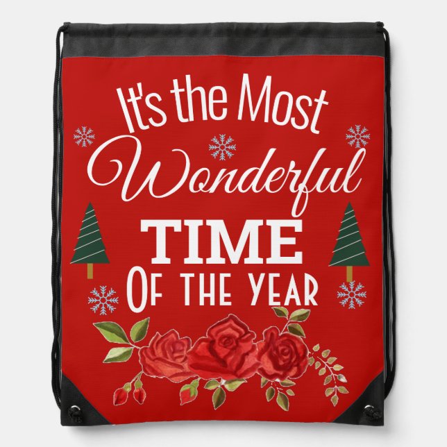 It's The Most Wonderful Time of the Year    Drawstring Bag (Front)