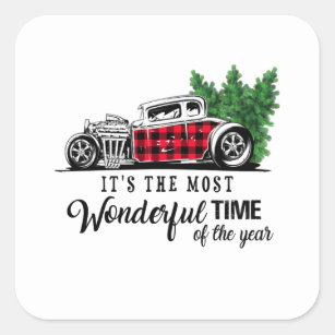 It's The Most Wonderful Time of The Year Hot Rod Square Sticker