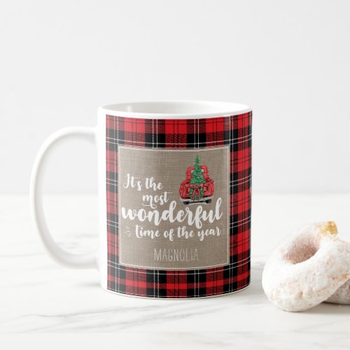 Its the Most Wonderful Time of the Year Plaid  Coffee Mug