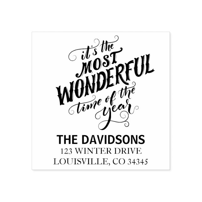 It's The Most Wonderful Time Of The Year Script Rubber Stamp (Imprint)