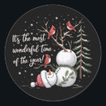 It's The Most Wonderful Time Of The Year Snowman  Classic Round Sticker<br><div class="desc">Snowman Christmas It's The Most Wonderful Time Of The Year</div>