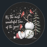 It's The Most Wonderful Time Of The Year Snowman  Classic Round Sticker<br><div class="desc">Snowman Christmas It's The Most Wonderful Time Of The Year</div>
