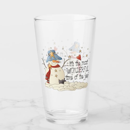 Its the most wonderful time of the year snowman glass