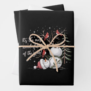 It's The Most Wonderful Time Of The Year Snowman  Wrapping Paper Sheets