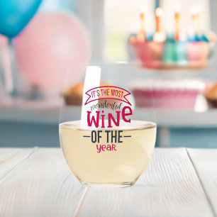 It's the most wonderful wine of the year stemless wine glass