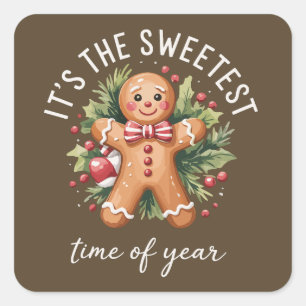 Its The Sweetest Time Of The Year Gingerbread Xmas Square Sticker