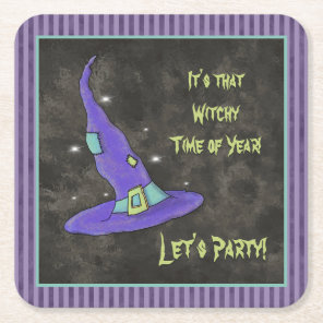 It's the Witching Time Of Year Halloween Square Paper Coaster