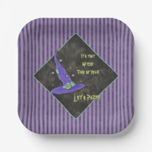 It's the Witching Time Of Year Halloween Square Paper Plates