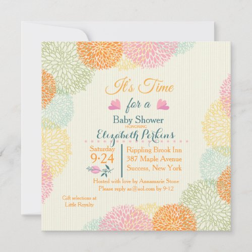 It's Time Floral Baby Shower Invitation