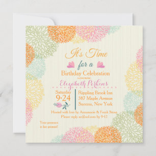 It's Time Floral Birthday Invitation