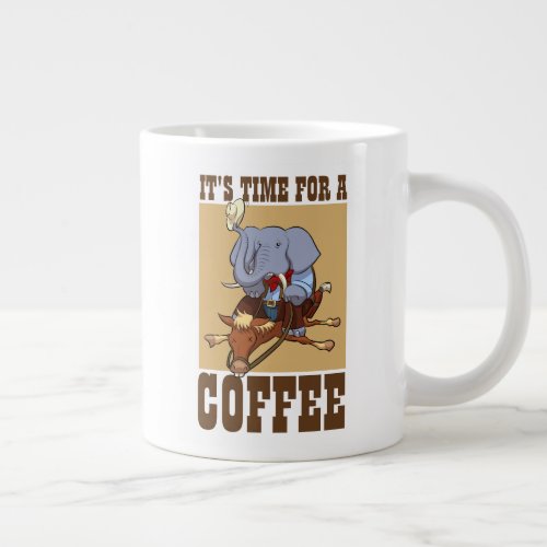 Its Time For A Coffee Clumsy Elephant Cartoon Giant Coffee Mug